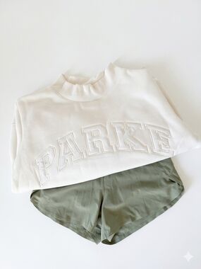 ​PARKE + Athleta Set | Bridal Sweatshirt & Sage Shorts